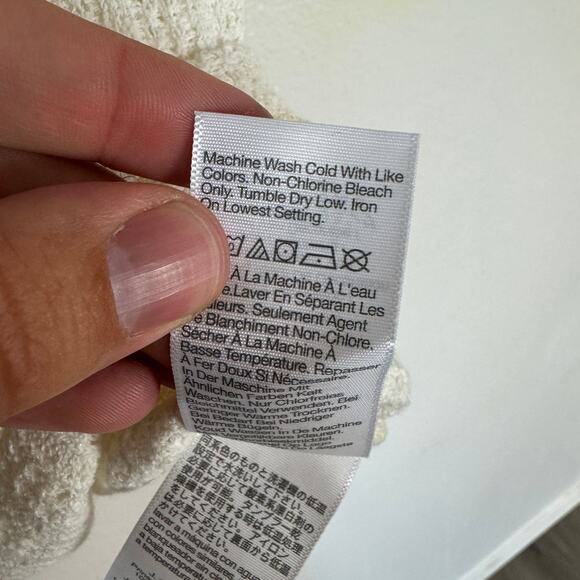 Madewell Crochet-Knit V-Neck Sweater Tee SZ S Vintage Ivory Short Sleeve Stretch - Picture 7 of 8